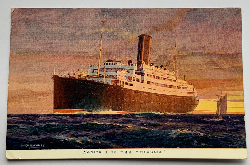 TSS Tuscania ship postcard dated 1039